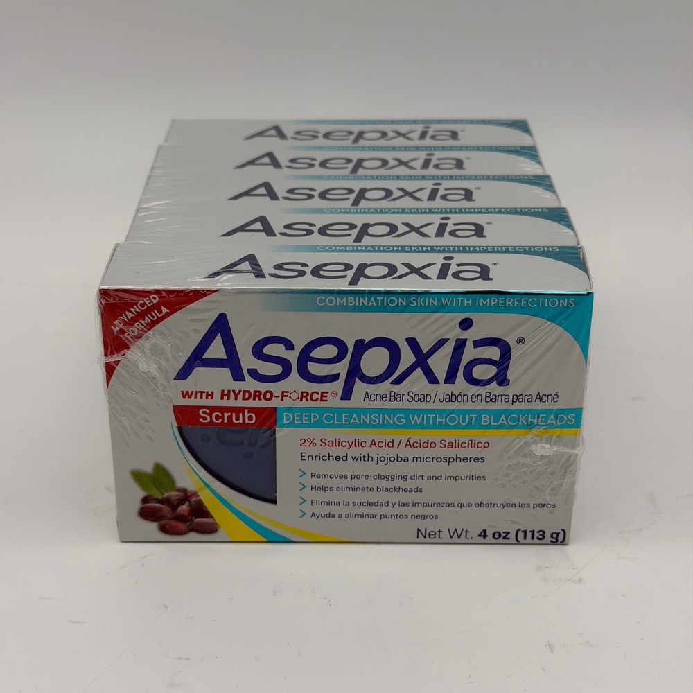 Asepxia Acne Treatment 4oz Scrub Bar Soap (Pack of 5) EXPIRED 04/25